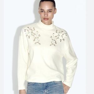 NWT ZARA JEWELED TURTLENECK SWEATER